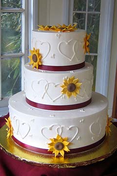 Wedding Cake with Sunflowers