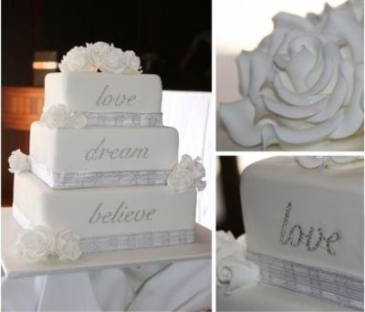 White Wedding Cakes with Crystals