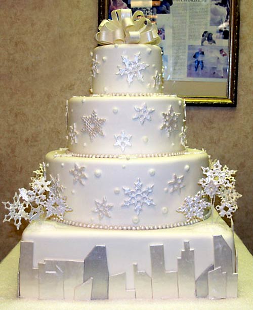 Winter Snowflake Wedding Cake