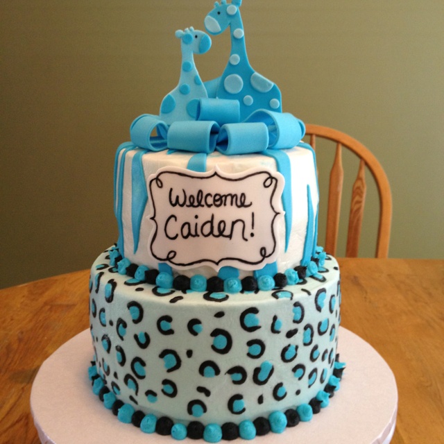 Zebra Print Baby Shower Cake Boy