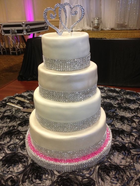 2 Tier Wedding Cakes with Bling