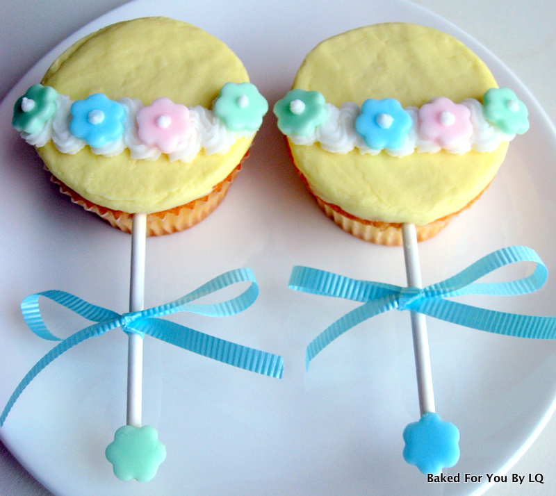 Baby Shower Rattle Cupcakes