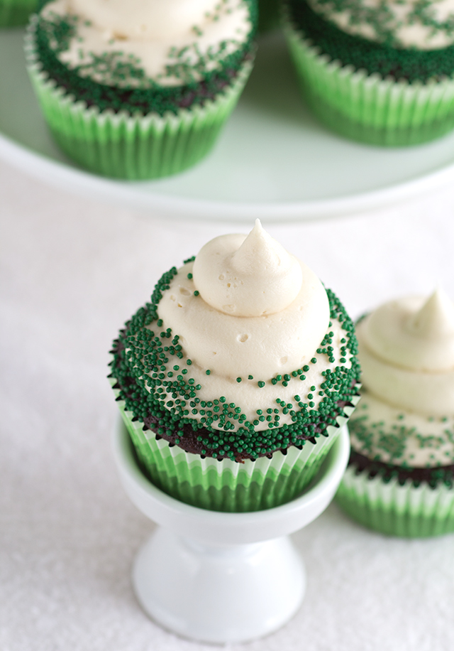 Bailey's Chocolate Guinness Cupcakes with Cream Cheese Frosting