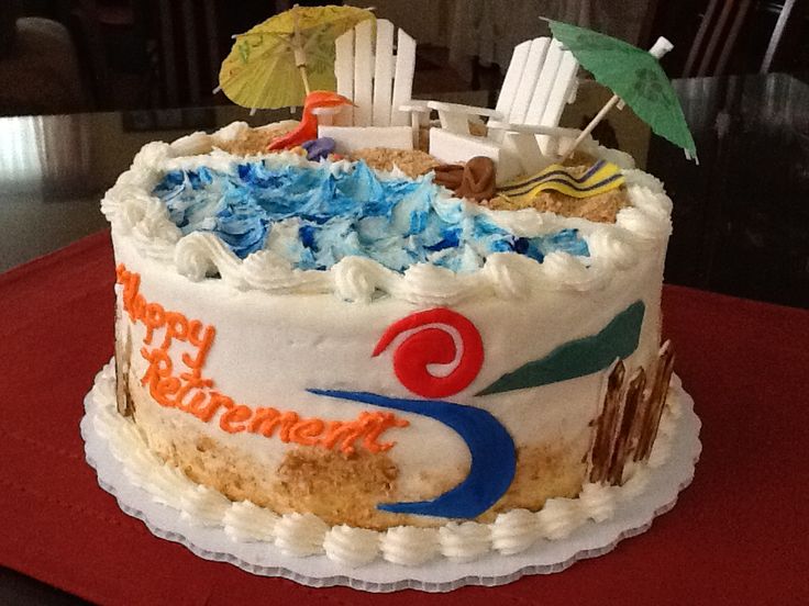 Beach Theme Retirement Cake