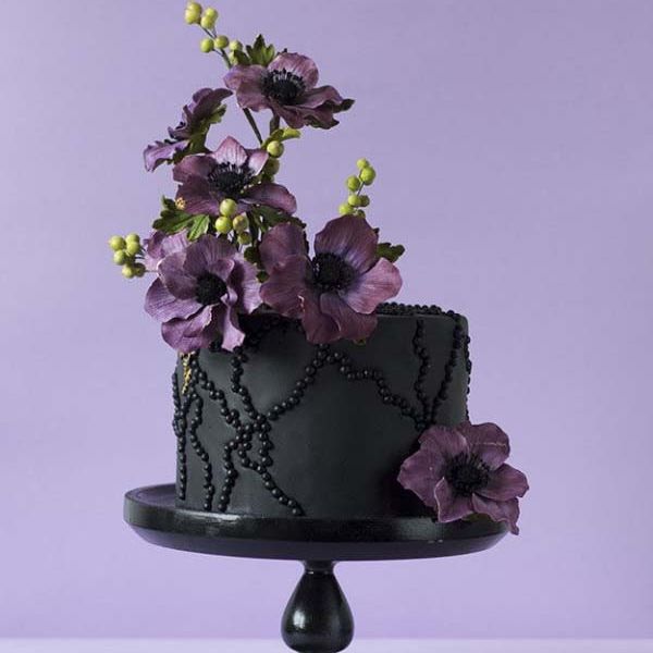 Black and Purple Flower Cake