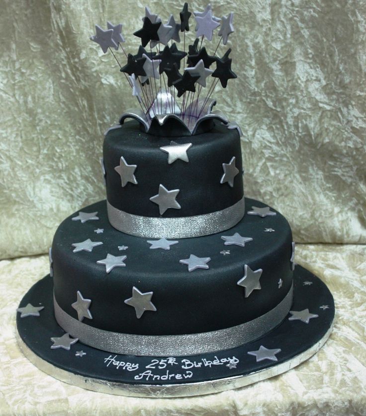 Black and Silver Birthday Cake