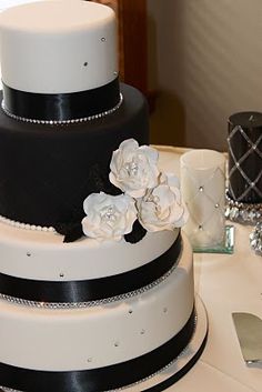 Black and White Wedding Cakes with Bling