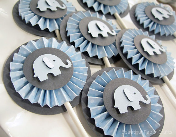 Blue and Gray Elephant Baby Shower Decorations
