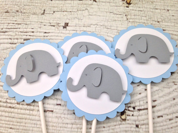 Blue and Gray Elephant Baby Shower