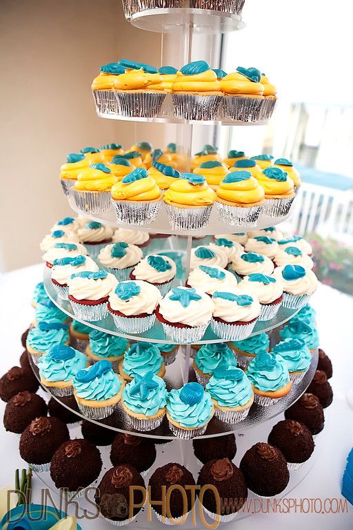 Blue and Yellow Wedding Cupcakes