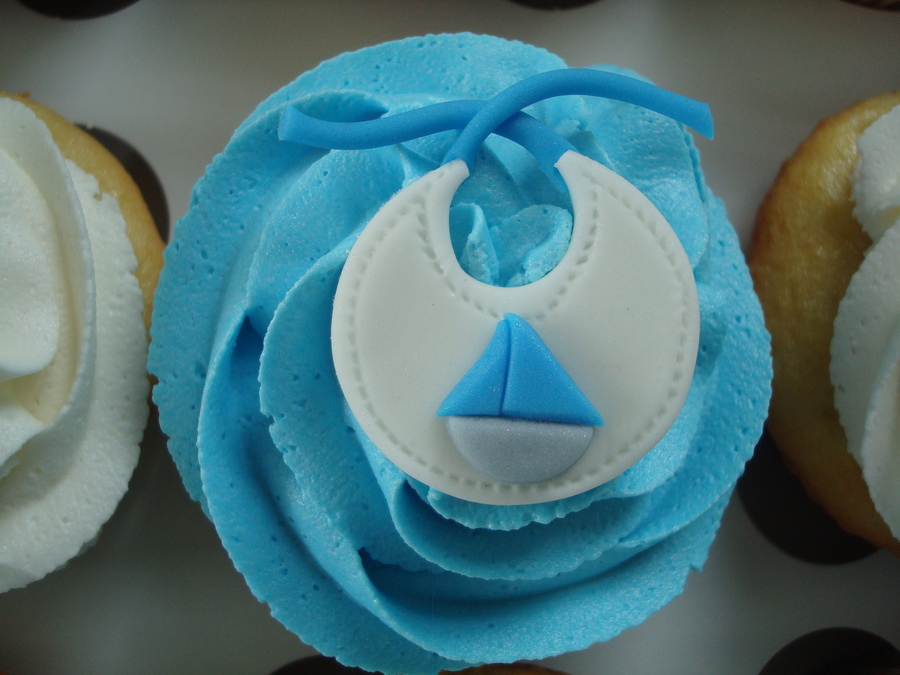 Blue Gray Baby Shower Cupcakes