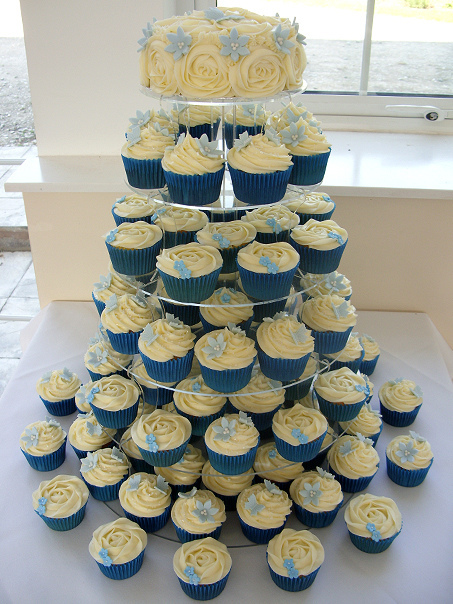 Blue Wedding Cupcake Tower