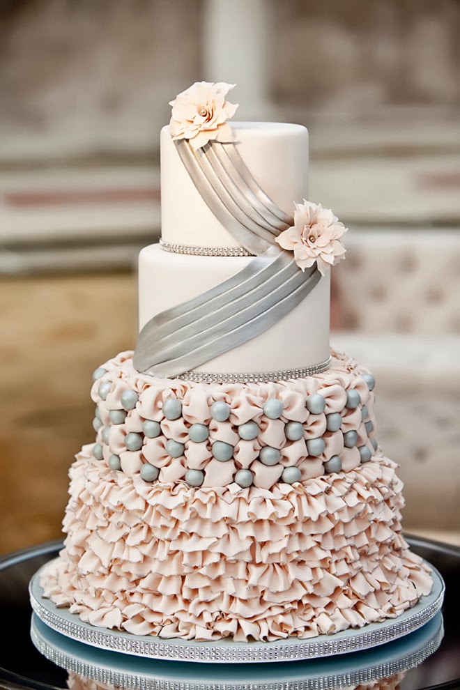 Blush Pink and Grey Wedding Cake