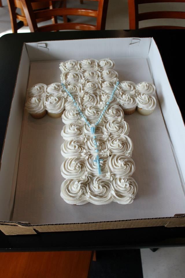 Boys Baptism Cross Cupcake Cake Boys Baptism Cross Cupcake Cake