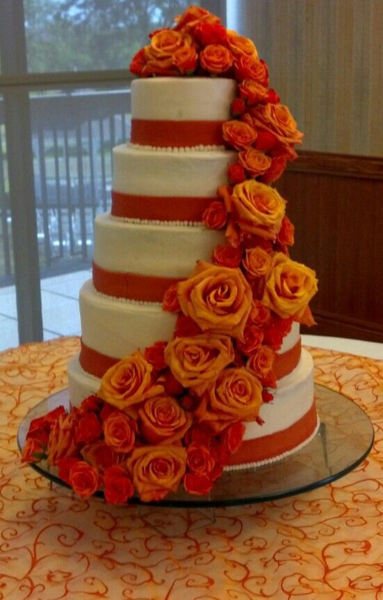 Brown and Burnt Orange Wedding Cakes