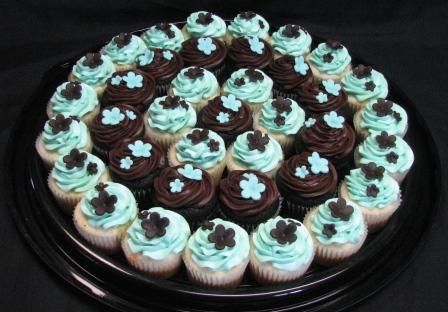 Brown and Teal Wedding Cupcakes