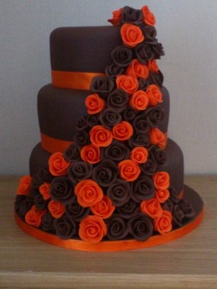 Burnt Orange and Chocolate Wedding Cake