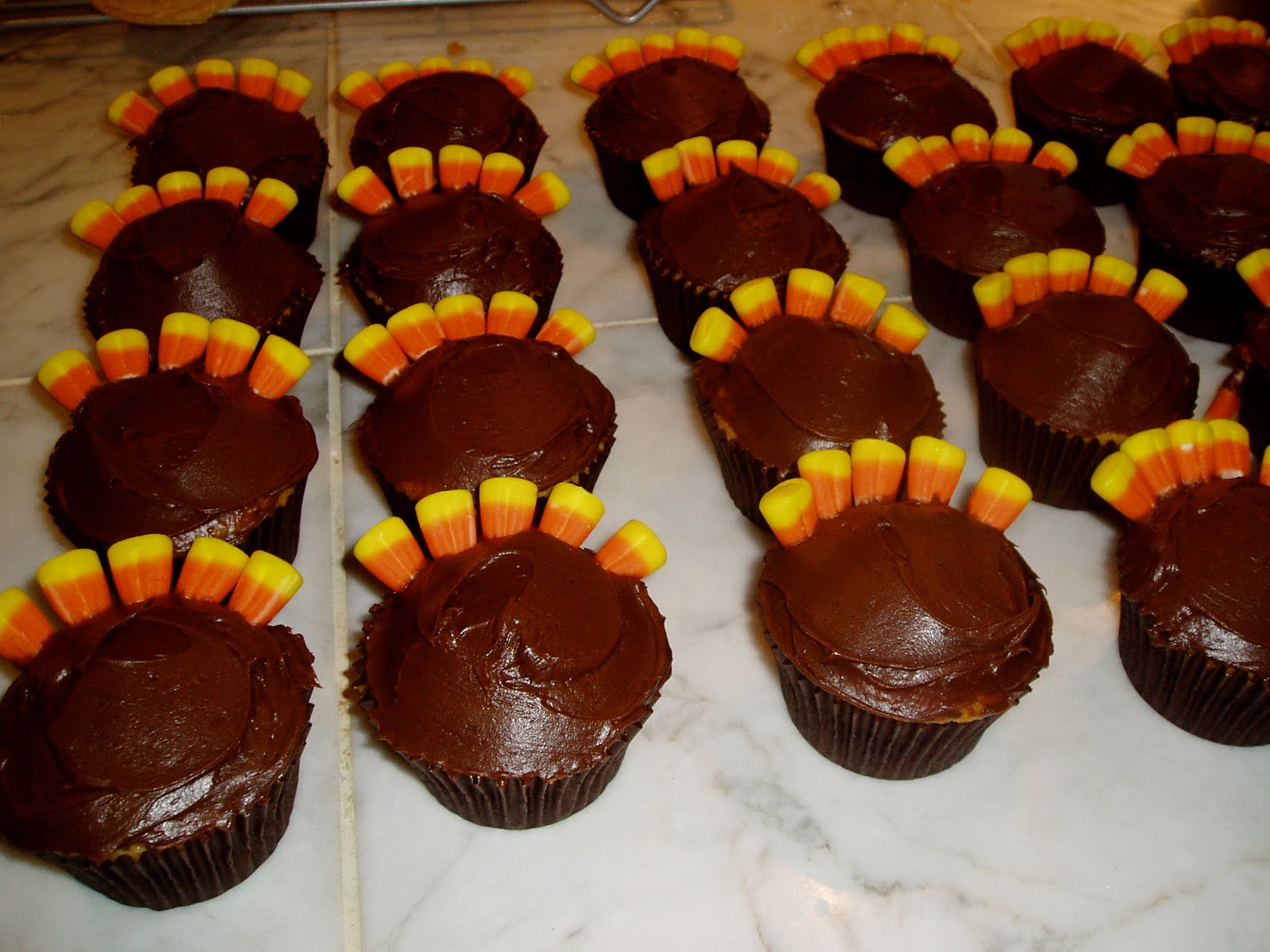 Candy Corn Turkey Cupcakes