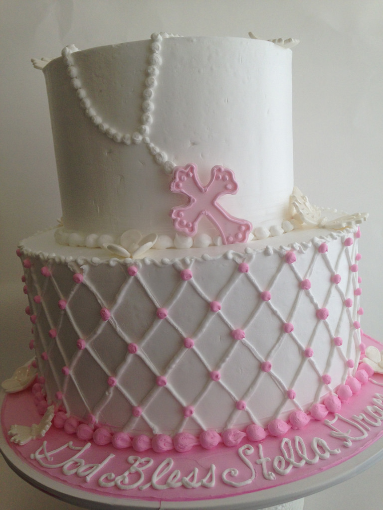 Catholic Baptism Cake with Rosary