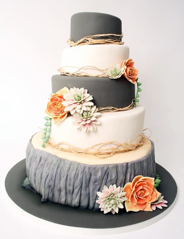 Charcoal Grey and Ivory Wedding Cake