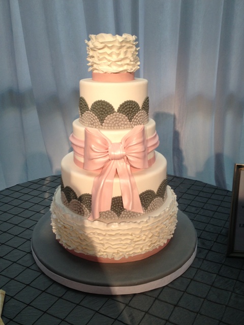 Charcoal Grey and Pink Wedding Cakes