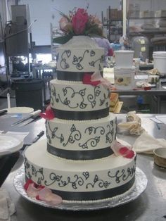 Charcoal Grey and Pink Wedding Cakes