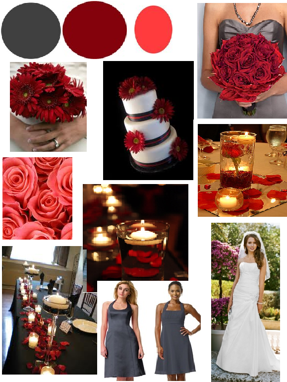 Charcoal Grey and Red Wedding