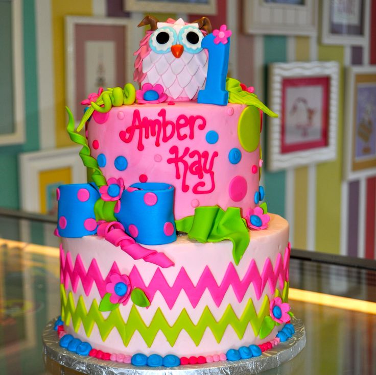 Chevron and Polka Dot Birthday Cake Chevron and Polka Dot Birthday Cake