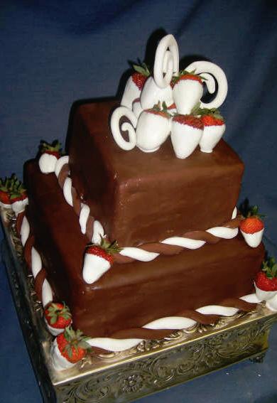 Chocolate Wedding Cake with Strawberries