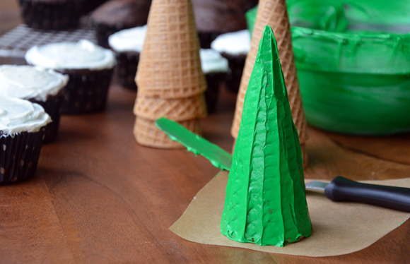 Christmas Tree Cupcakes with Sugar Cones