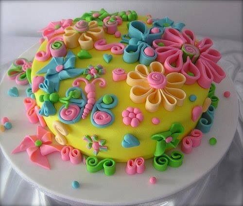 Colorful Flowers Birthday Cake