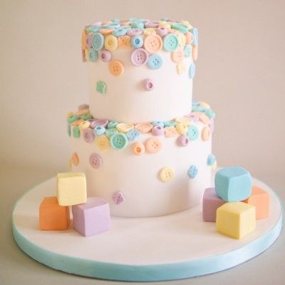 Cute Baby Shower Button Cakes