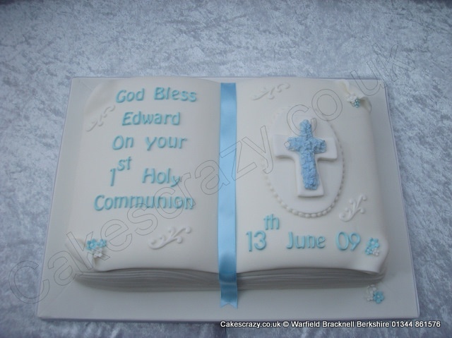 First Communion Open Book Cake