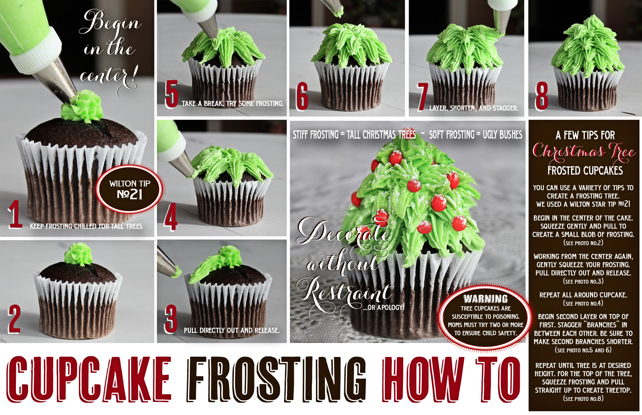Frosting Christmas Tree Cupcakes