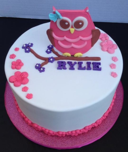 Girly Owl Birthday Cake