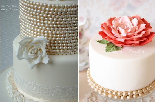 Gold Wedding Cake with Pearls