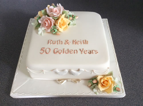 Golden Wedding Anniversary Cake