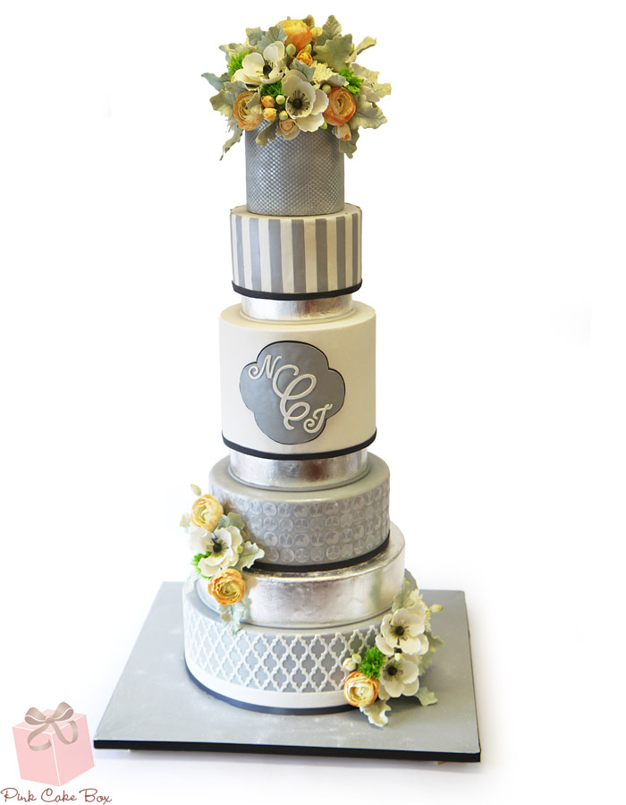 Gray and Silver Wedding Cake