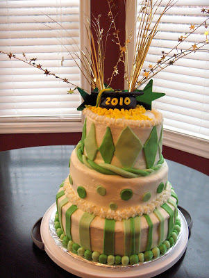 Green and Gold Graduation Cake