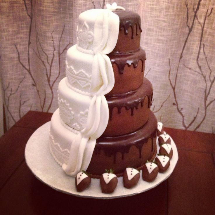 Half Chocolate Covered Strawberry Wedding Cake