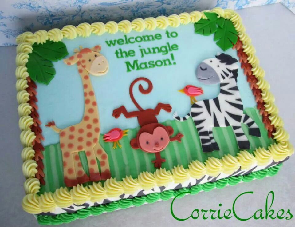 Jungle Animal Baby Shower Sheet Cakes