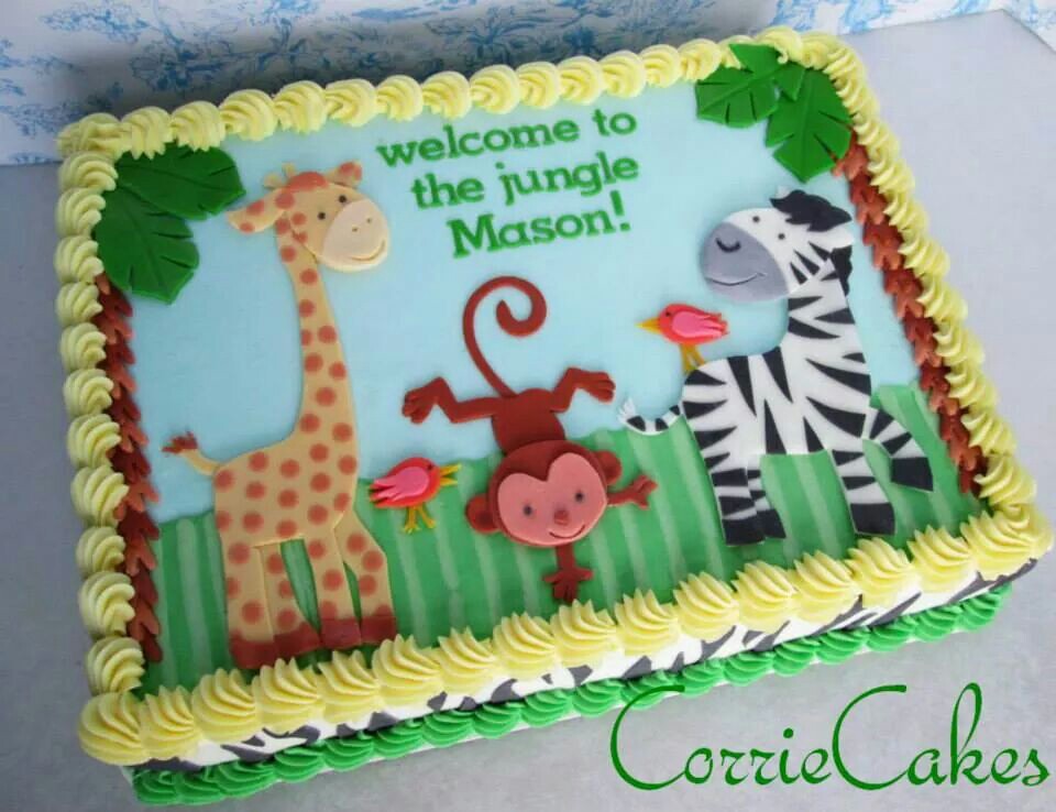 Jungle Animal Baby Shower Sheet Cakes Jungle Animal Baby Shower Sheet Cakes