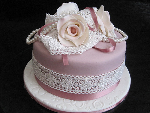 Lace and Pearls Birthday Cake