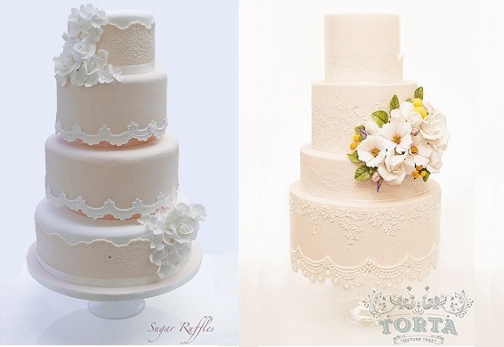 Lace Wedding Cakes with Sugar