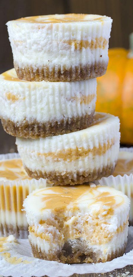 6 Photos of Individual Swirled Pumpkin Cheesecakes