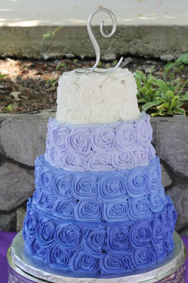Ombre Rosette Wedding Cake