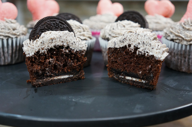 Oreo Cupcakes with Chocolate Frosting