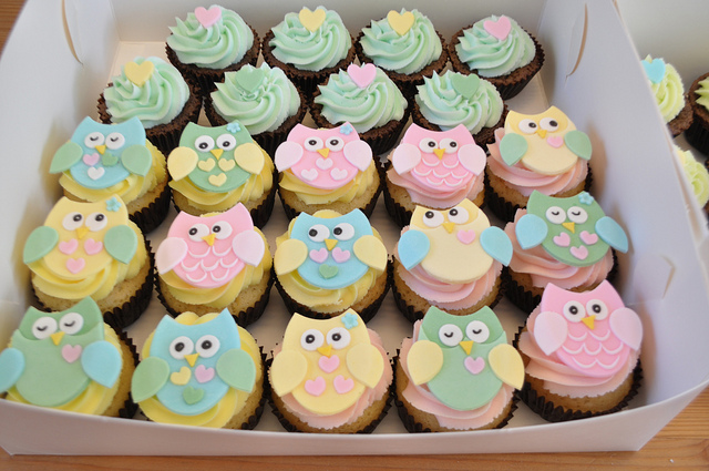 Owl Baby Shower Cupcakes