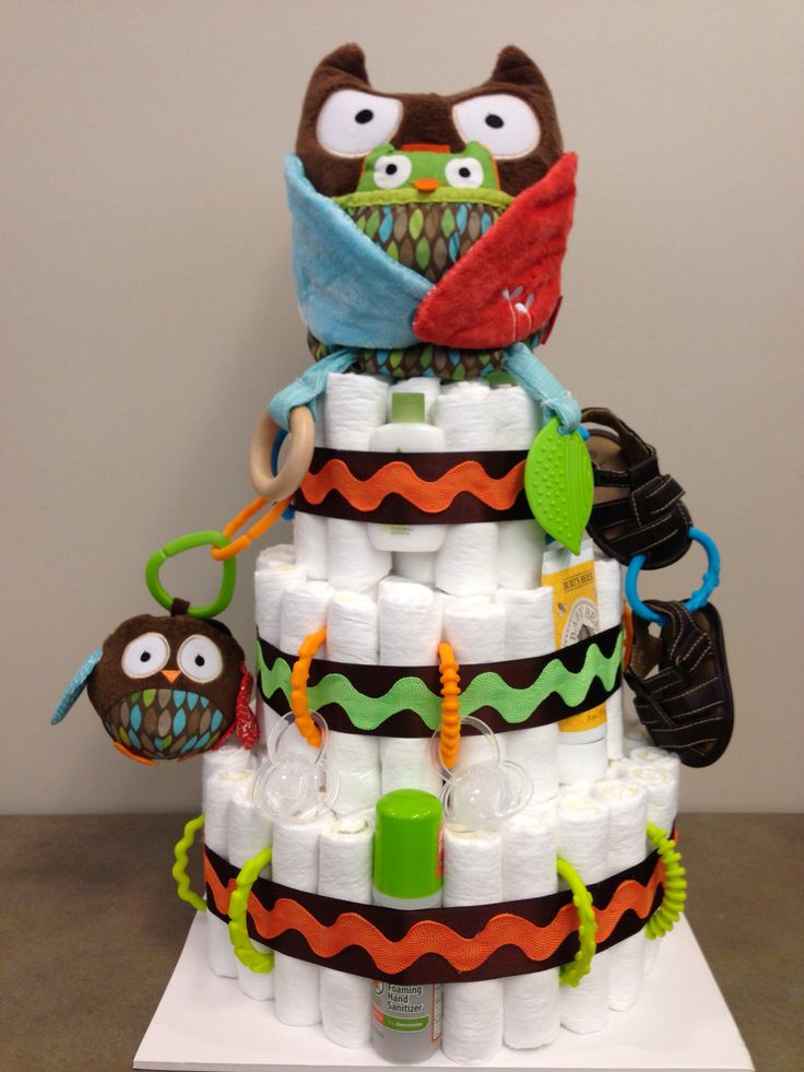 Owl Themed Diaper Cake