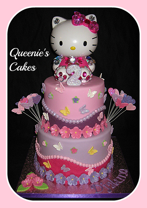 Pink and Purple Hello Kitty Cake